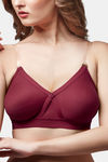 Trylo Single Layered Non-Wired Full Coverage T-Shirt Bra - Maroon — thumbnail 4