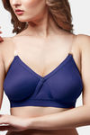 Trylo Single Layered Non-Wired Full Coverage T-Shirt Bra - Navy — thumbnail 4