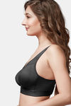 Trylo Single Layered Non-Wired Full Coverage Minimiser Bra - Black — thumbnail 3