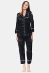 Piu Satin Pyjama Set - Black — thumbnail 1