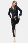 Piu Satin Pyjama Set - Black — thumbnail 5