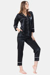 Piu Satin Pyjama Set - Black — thumbnail 6