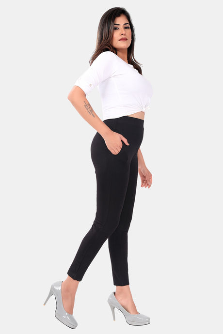 Sweet Moon Knit Cotton Yoga Leggings-Black — image 4