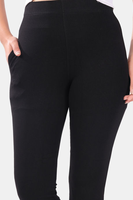 Sweet Moon Knit Cotton Yoga Leggings-Black — image 6