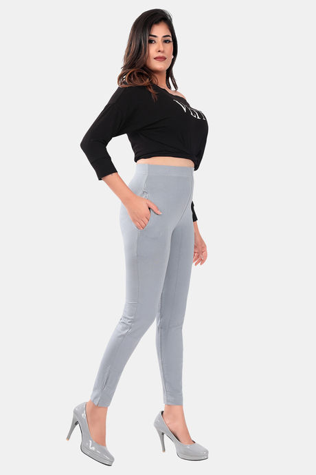 Sweet Moon Knit Cotton Yoga Leggings-Grey — image 4