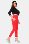 Sweet Moon Knit Cotton Yoga Leggings-Red — thumbnail 4