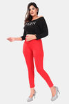 Sweet Moon Knit Cotton Yoga Leggings-Red — thumbnail 5