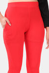 Sweet Moon Knit Cotton Yoga Leggings-Red — thumbnail 6
