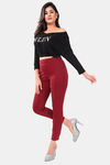 Sweet Moon Knit Cotton Yoga Leggings-Maroon — thumbnail 5