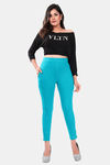 Sweet Moon Knit Cotton Yoga Leggings-Turquoise — thumbnail 2