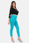 Sweet Moon Knit Cotton Yoga Leggings-Turquoise — thumbnail 4
