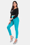 Sweet Moon Knit Cotton Yoga Leggings-Turquoise — thumbnail 5