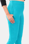 Sweet Moon Knit Cotton Yoga Leggings-Turquoise — thumbnail 6