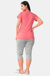 Sweet Moon Knit Cotton Capri Set - Aqua Blue  Black Combination — thumbnail 4