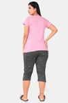 Sweet Moon Knit Cotton Capri Set - Light Pink And Grey Combination — thumbnail 4