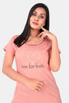 Sweet Moon Knit Cotton Capri Set - Peach And Brown Combination — thumbnail 5