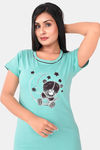Sweet Moon Knit Cotton Capri Set - Sky Blue And Brown Combination — thumbnail 5