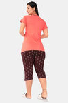 Sweet Moon Knit Cotton Capri Set - Pastel Orange And Brown Combination — thumbnail 4