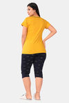 Sweet Moon Knit Cotton Capri Set - Yellow And Navy Blue Combination — thumbnail 4