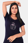 Sweet Moon Knit Cotton Capri Set - Navy Blue And Peach Combination — thumbnail 5