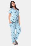 Sweet Moon Knit Cotton Pyjama Set - Pastel Blue — thumbnail 2