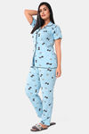 Sweet Moon Knit Cotton Pyjama Set - Pastel Blue — thumbnail 3