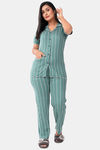 Sweet Moon Knit Cotton Pyjama Set - Mint Green — thumbnail 1