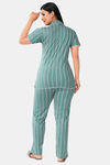 Sweet Moon Knit Cotton Pyjama Set - Mint Green — thumbnail 4