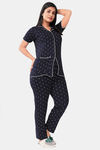 Sweet Moon Knit Cotton Pyjama Set - Black — thumbnail 2