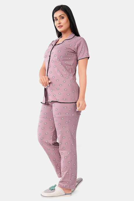 Sweet Moon Knit Cotton Pyjama Set - Lavender — image 3