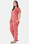 Sweet Moon Knit Cotton Pyjama Set - Rust — thumbnail 3