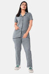 Sweet Moon Knit Cotton Pyjama Set - Grey — thumbnail 1