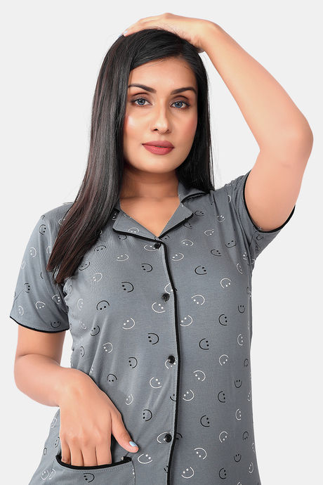Sweet Moon Knit Cotton Pyjama Set - Grey — image 5