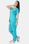 Sweet Moon Knit Cotton Pyjama Set - Turquoise Blue — thumbnail 3