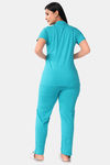 Sweet Moon Knit Cotton Pyjama Set - Turquoise Blue — thumbnail 4