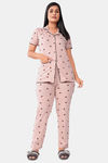 Sweet Moon Knit Cotton Pyjama Set - Nude Pink — thumbnail 1