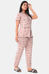 Sweet Moon Knit Cotton Pyjama Set - Nude Pink — thumbnail 2