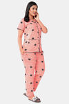 Sweet Moon Knit Cotton Pyjama Set - Peach — thumbnail 2
