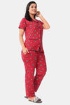 Sweet Moon Knit Cotton Pyjama Set - Red — thumbnail 2