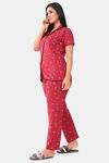 Sweet Moon Knit Cotton Pyjama Set - Red — thumbnail 3