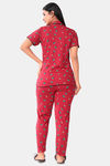 Sweet Moon Knit Cotton Pyjama Set - Red — thumbnail 4