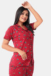 Sweet Moon Knit Cotton Pyjama Set - Red — thumbnail 5