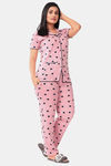 Sweet Moon Knit Cotton Pyjama Set - Pastel Pink — thumbnail 2