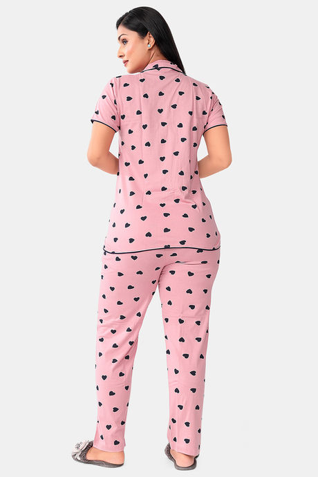 Sweet Moon Knit Cotton Pyjama Set - Pastel Pink — image 4