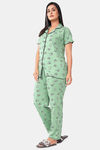 Sweet Moon Knit Cotton Pyjama Set - Pastel Green — thumbnail 3