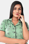 Sweet Moon Knit Cotton Pyjama Set - Pastel Green — thumbnail 5