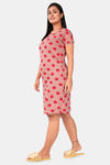 Sweet Moon Knit Cotton Mid Length Nightdress - Peach — thumbnail 2