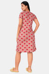 Sweet Moon Knit Cotton Mid Length Nightdress - Peach — thumbnail 3