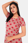 Sweet Moon Knit Cotton Mid Length Nightdress - Peach — thumbnail 4