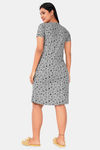 Sweet Moon Knit Cotton Mid Length Nightdress - Grey — thumbnail 3